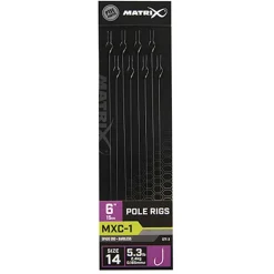 Matrix Mxc-1 Barbless 0.165mm 15cm Standard Pole Rig - Hakenboekje - Size 14