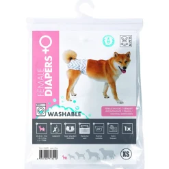Mpets Wasbare Luier - Training & Gedrag - 18x22x6 cm Wit Grijs Voor Teven Xs