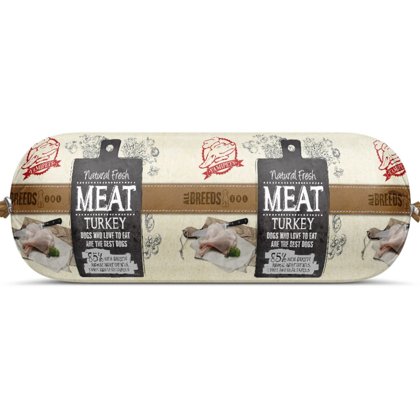 Natural Fresh Meat All Breeds Dog Worst Kalkoen - Hondenvoer