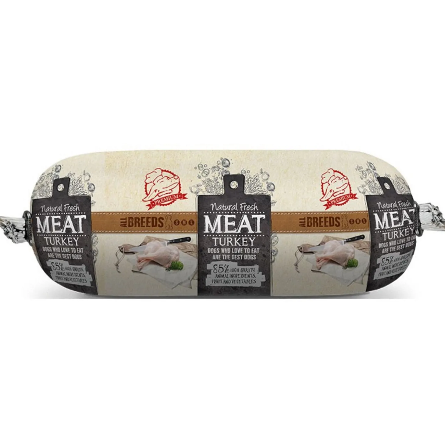 Natural Fresh Meat All Breeds Dog Worst Kalkoen - Hondenvoer