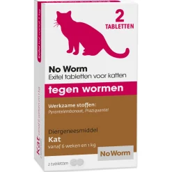No Worm Exitel Kat - Anti wormenmiddel - 2 tab Vanaf 1 Kg - Vanaf 6 Weken
