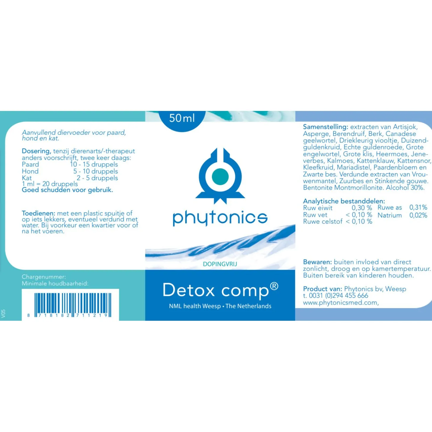 Phytonics Detox Comp - Lichaamsreiniging - 50 ml Hond/Kat/Paard