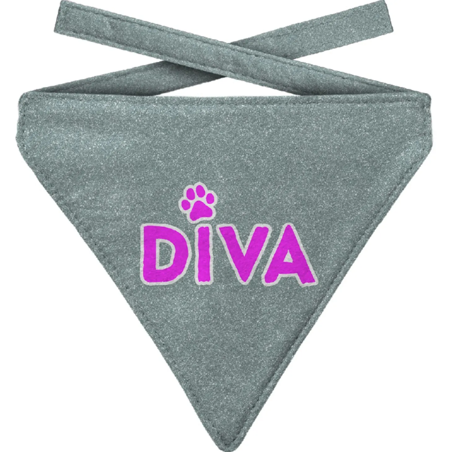 Plenty Gifts Bandana Dog Glitter Silver - Cadeau - 16x20 cm Grijs Pink