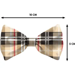 Plenty Gifts Bow Tie Cat Checked Pattern - Cadeau - 12x4 cm Bruin Zwart