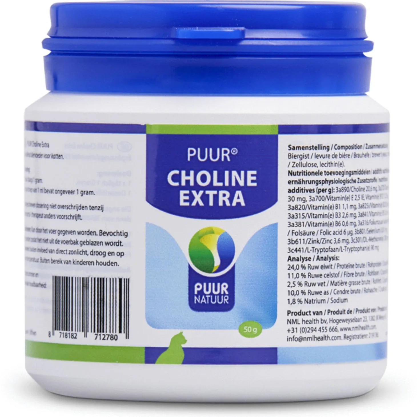 Puur Natuur Choline Extra - Supplement - Weerstand - 50 g Kat