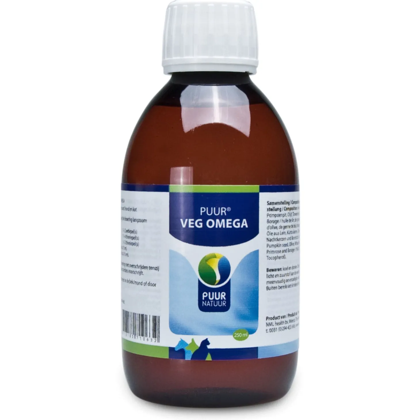 Puur Natuur Veg Omega - Voedingssupplement - Huid - Vacht - 250 ml