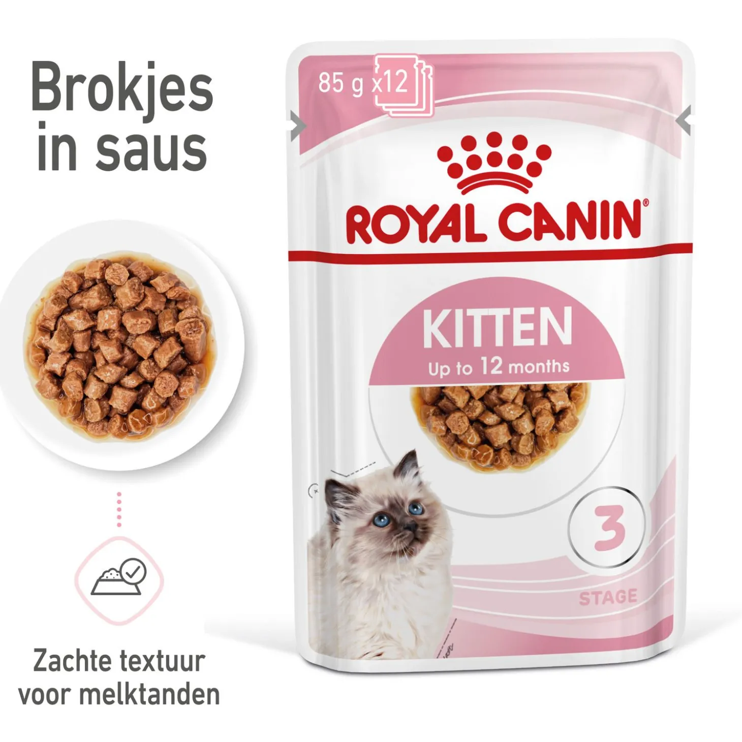 Royal Canin Kitten - In Gravy - Kitten-Kattenvoer - 12x85 g Bonuspack