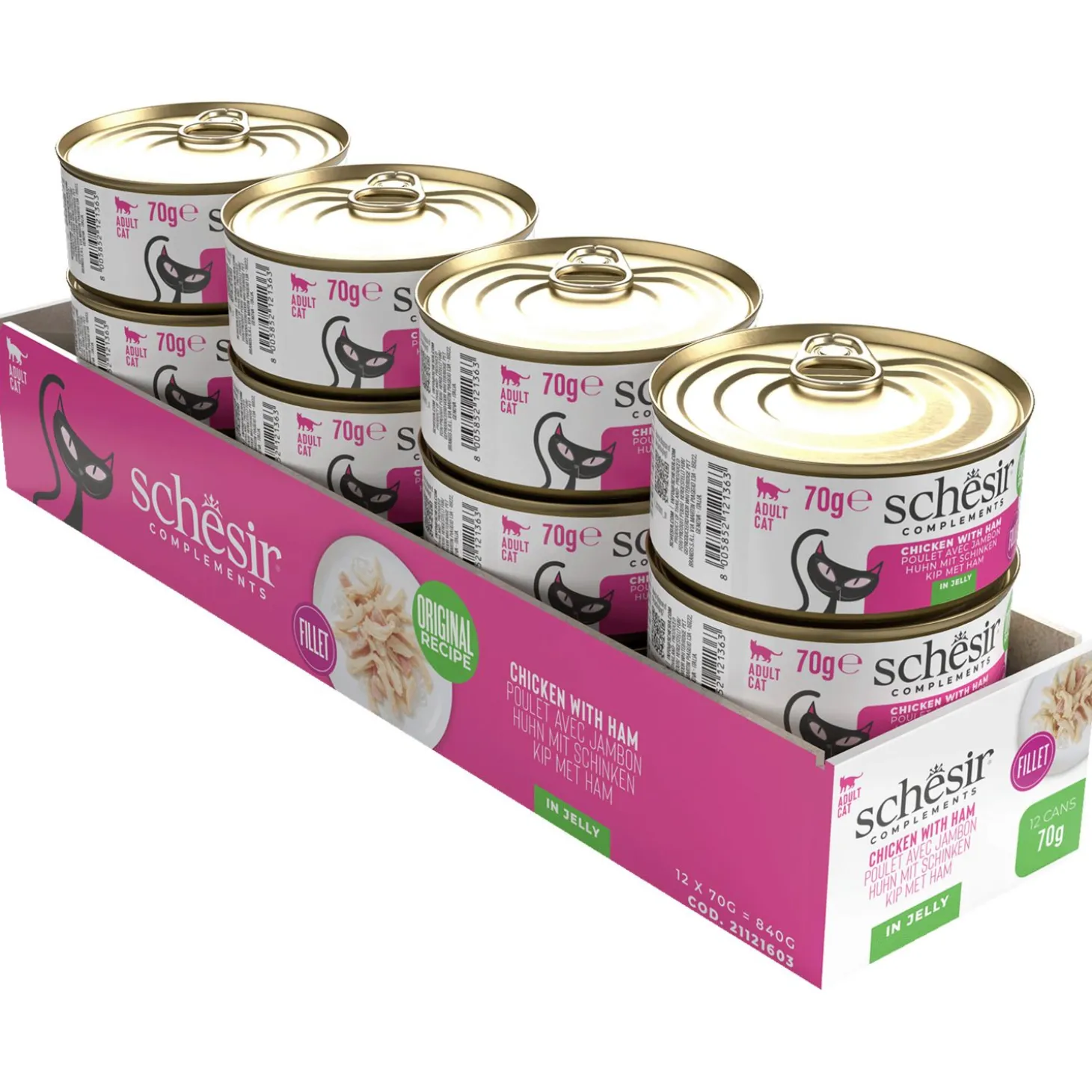 Schesir Blik Gelei - Kattenvoer - Kip Ham 70 g