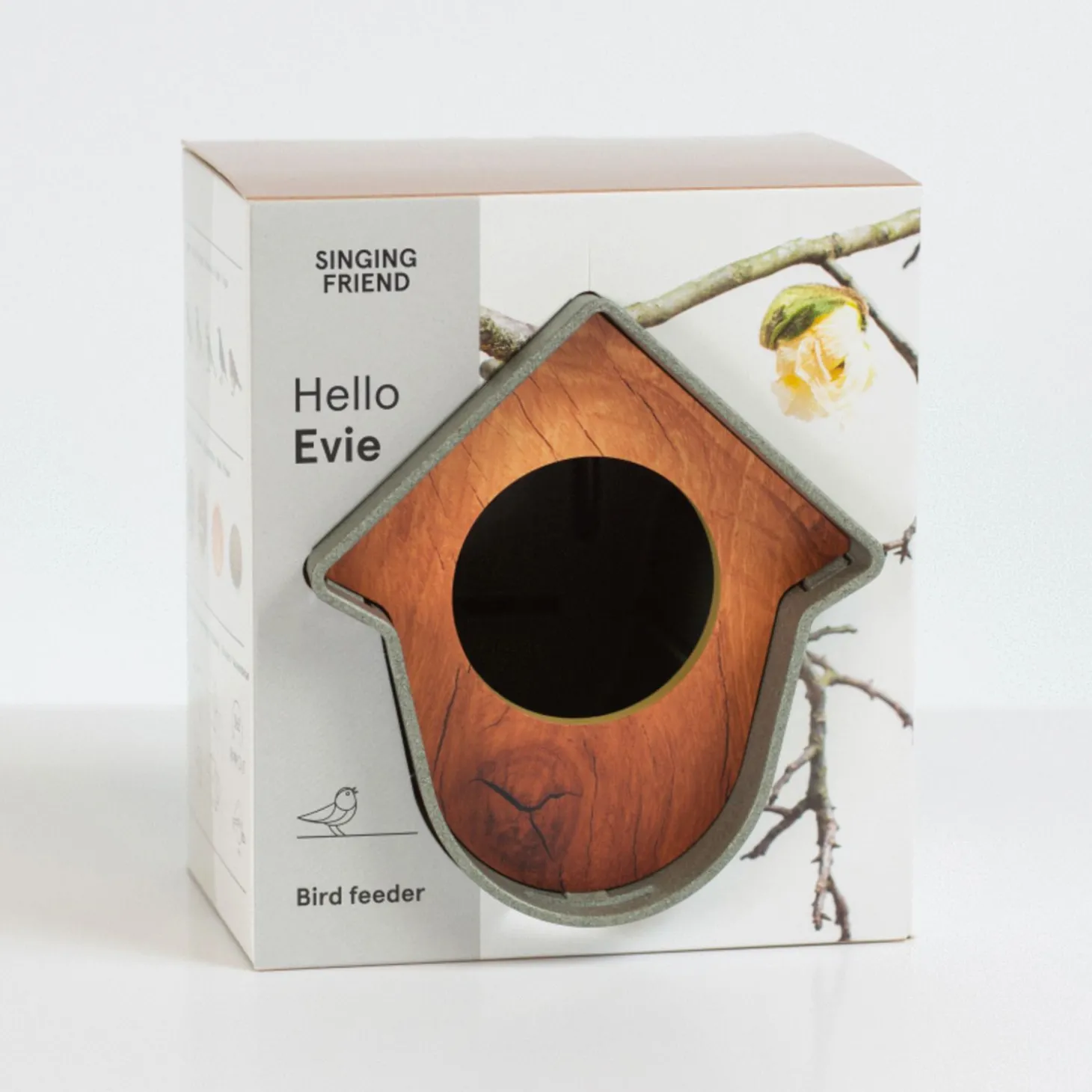 Singing Friend Evie Feeder 100% Recycled - Voersilo - 13.5x12.5x15 cm Groen Bruin