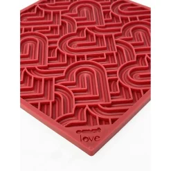 Sodapup Lickmat Love Hearts - Hondenvoerbak - Rood L