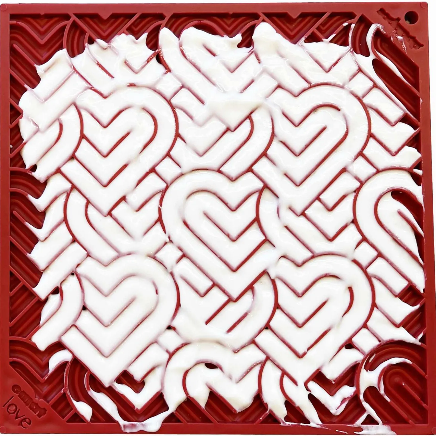 Sodapup Lickmat Love Hearts - Hondenvoerbak - Rood L