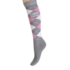 Stapp Horse Kniekous Horse Ruit Grijs&Pink&Fuchsia - Ruiterkleding