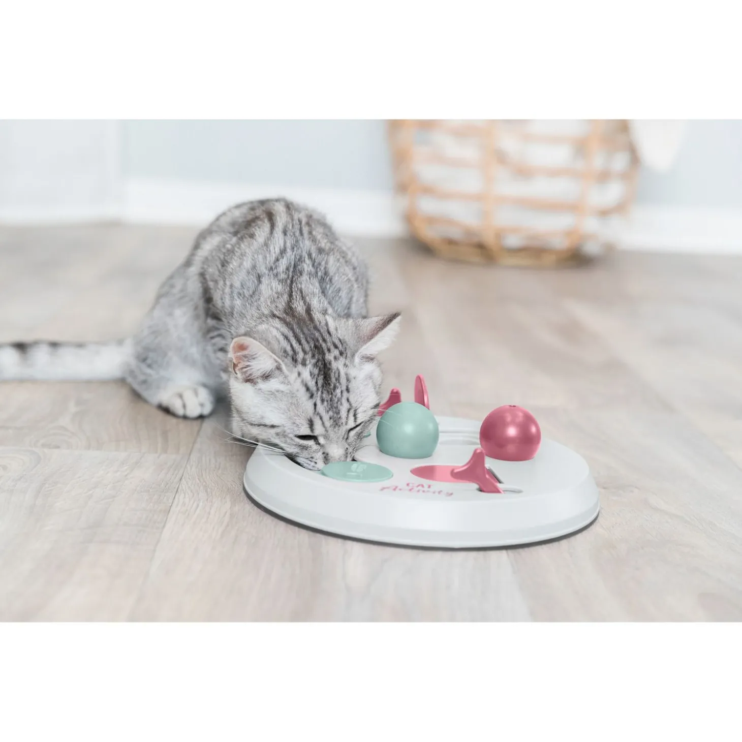 Trixie Activity Flip Board - Kattenspeelgoed - Ø23 cm Beige Pink Lila