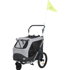 Trixie Fietskar Opvouwbaar - Hondenfietskar - Grijs Zwart 63x95x90/132 Cm Tot 22 Kg Medium