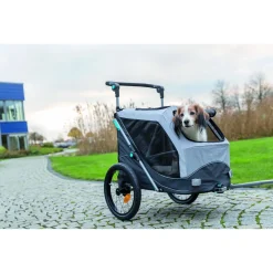 Trixie Fietskar Opvouwbaar - Hondenfietskar - Grijs Zwart 74x95x103/143 Cm Tot 33 Kg Large