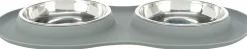 Trixie Voer/Waterbak-Set Siliconen/Rvs - Kattenvoerbak - Ø16 cm 471 g Grijs