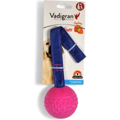 Vadigran Tpr Bal Met Touw Red Frutti - Hondenspeelgoed - Aardbei Ø6.5 cm Rood