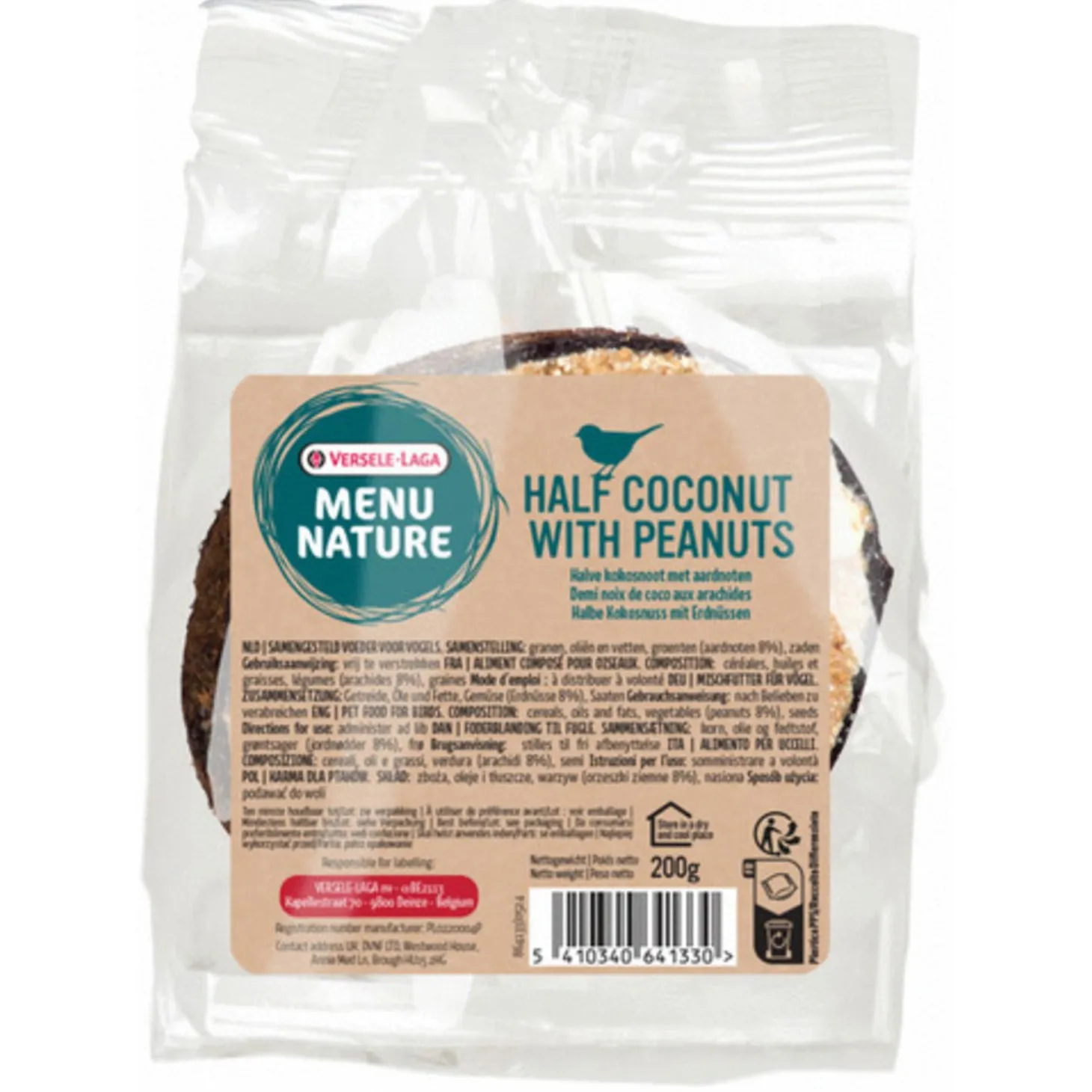 Versele-Laga Menu Nature Halve Kokosnoot Met Aardnoten - Vogelvoer - 200 g
