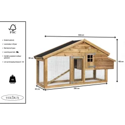 Voldux Dierenverblijf Romy Rechts - Dierenverblijf - 300x90x160 cm Natural