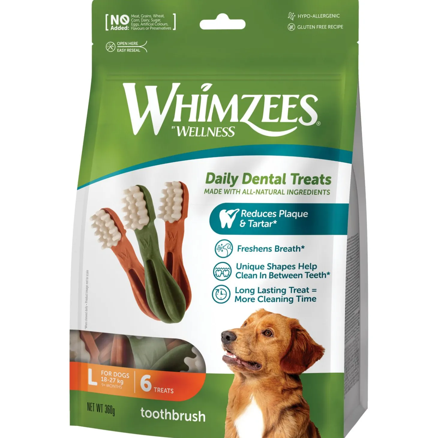 Whimzees Tandenborstel Stazak - Hondensnacks - Denta 14.5 cm 6 stuks Large
