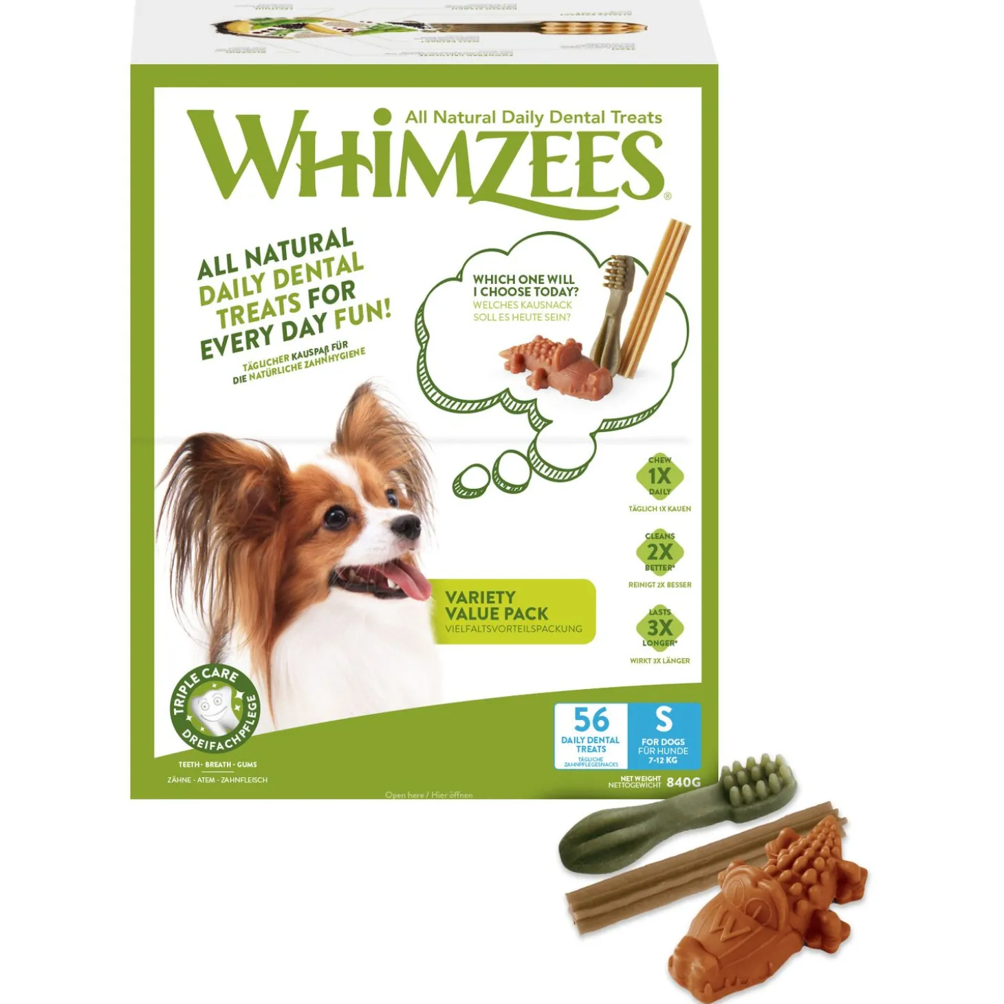 Whimzees Variety Box - Hondensnacks - Denta 840 g 56 stuks Small