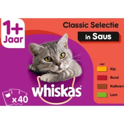 Whiskas 1+  Classic Selectie Groenten In Saus - Kattenvoer - 40x100 g