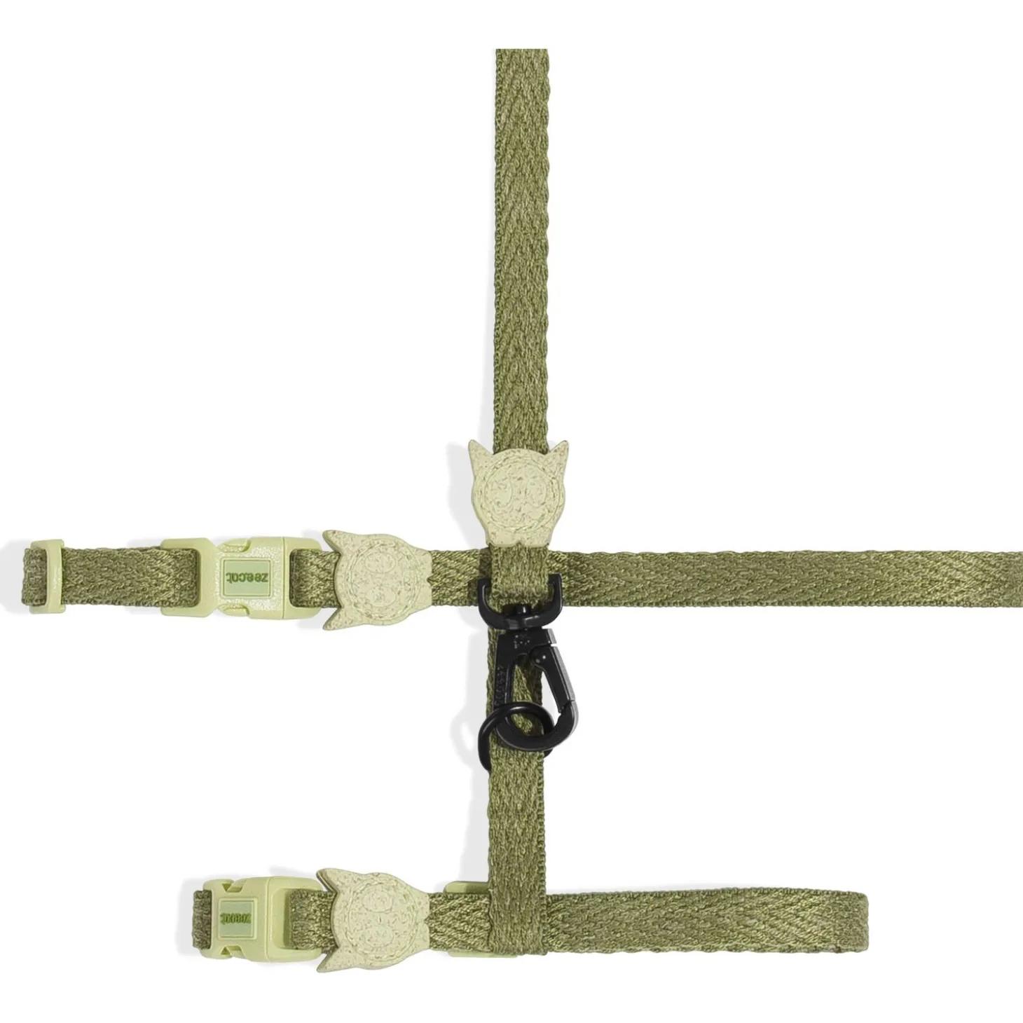 Zee.Dog Moss Harnas + Lijn - Kattenharnas - Lichtgroen 20-30x1.0 Cm