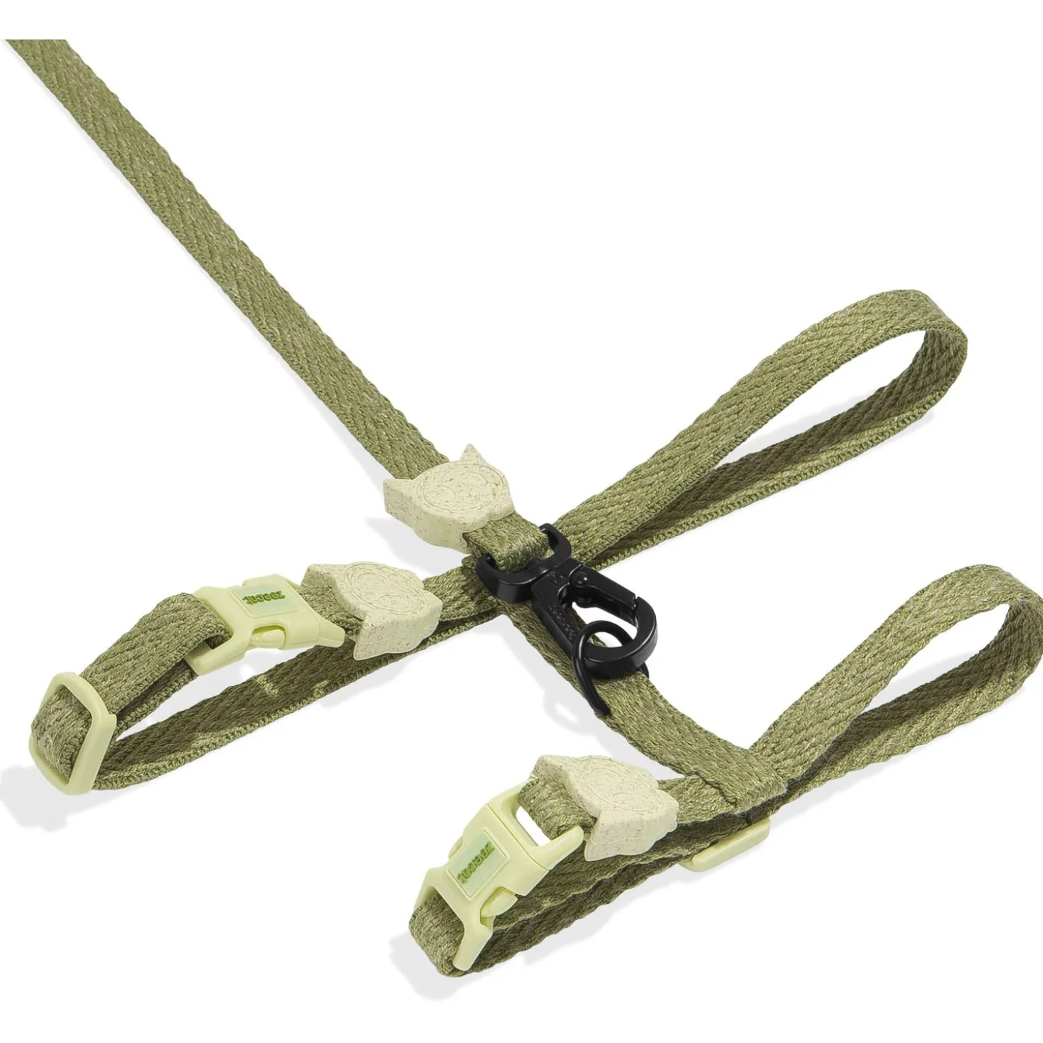 Zee.Dog Moss Harnas + Lijn - Kattenharnas - Lichtgroen 20-30x1.0 Cm