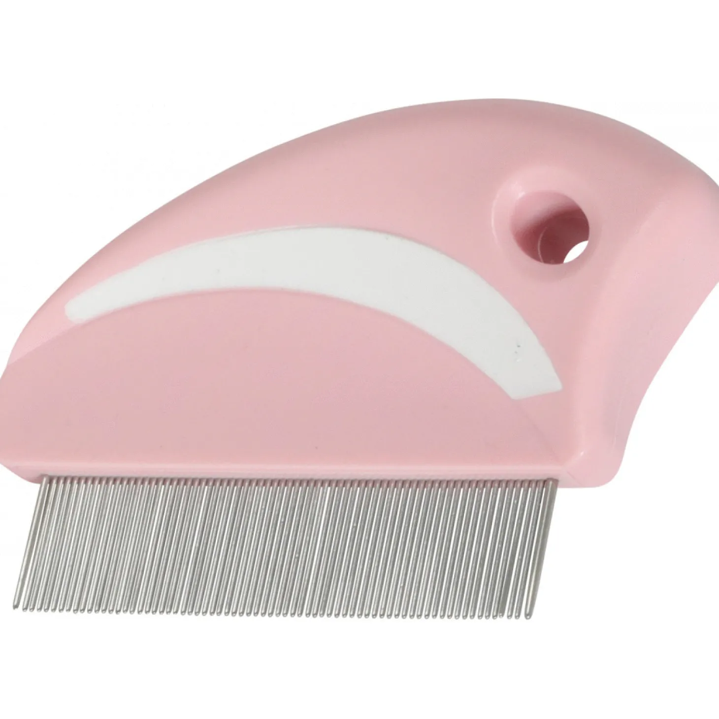 Zolux Anah Cat Ronde Vlooienkam - Kattenvachtkam - 5.8x1.7x8.5 cm Pink Wit For Cat. All Coat Types