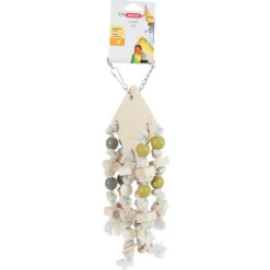 Zolux Hout Met 6 Touwen - Vogelspeelgoed - 14x5x45 cm Grijs Beige Groen
