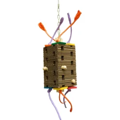 Zoo-Max Foraging Block Tower - Vogelspeelgoed - 378 g Rood Blauw Oranje